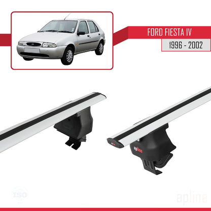 Kompatibel mit Ford Fiesta 4 1996-2002 ACE-4 Dachgepäckträger, Reling, Gepäckträger, graues Aluminium, 2 Stangen