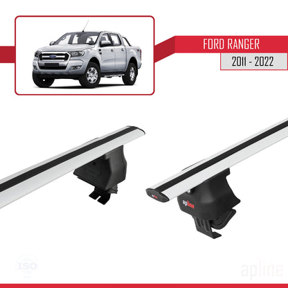 Kompatibel mit Ford Ranger (P375) 2011-2022 ACE-4 Relingträger Dachträger Auto Gepäckträger Grau Aluminium 2 Stangen