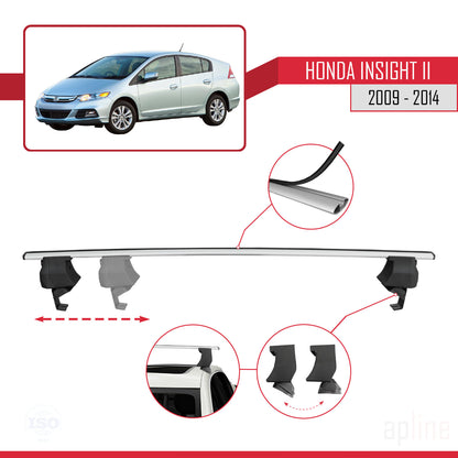 Kompatibel mit Honda Insight 2 (ZE2) 2009-2014 ACE-4 Relingträger Dachträger Auto Gepäckträger Grau Aluminium 2 Stangen