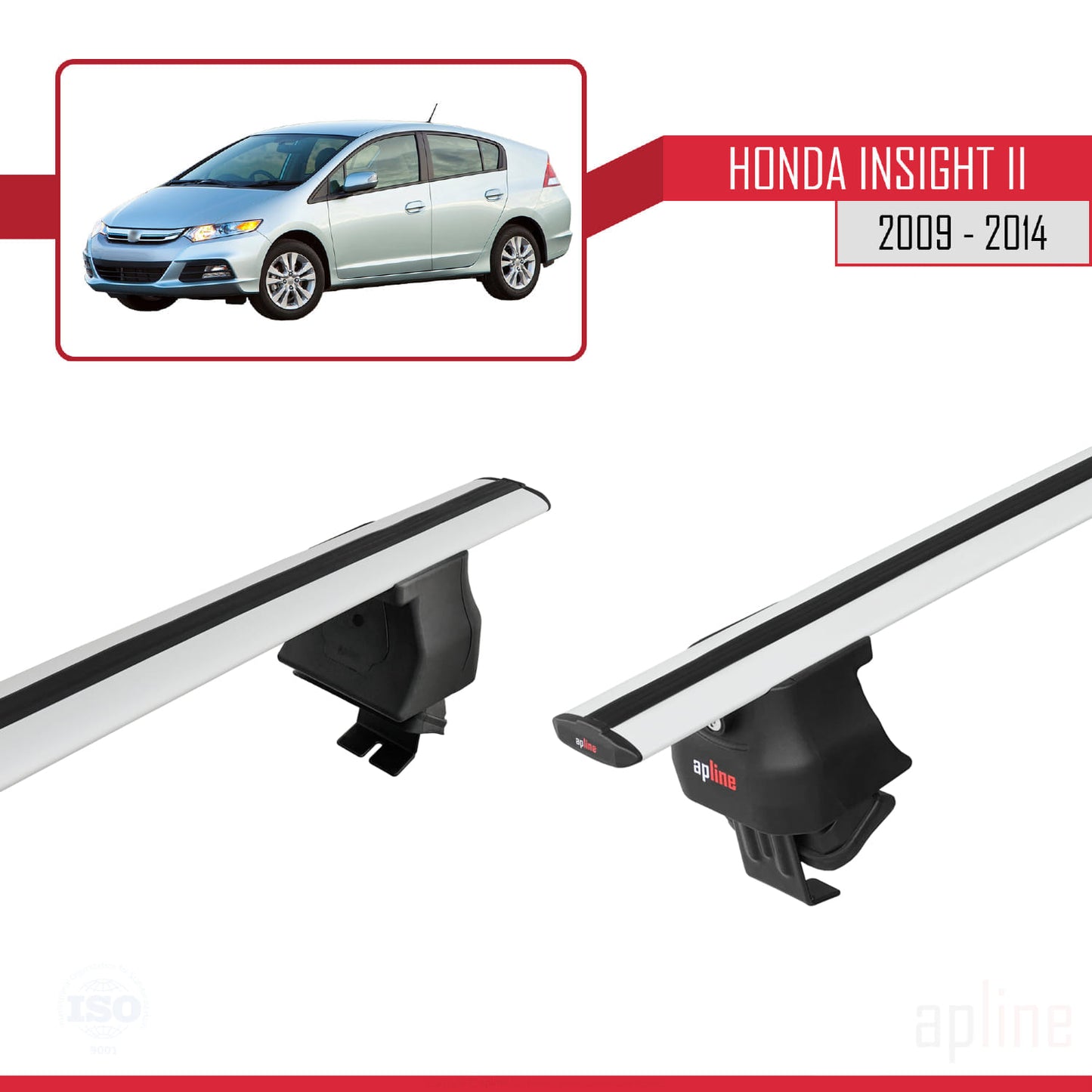 Kompatibel mit Honda Insight 2 (ZE2) 2009-2014 ACE-4 Relingträger Dachträger Auto Gepäckträger Grau Aluminium 2 Stangen