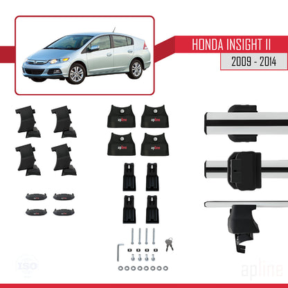 Kompatibel mit Honda Insight 2 (ZE2) 2009-2014 ACE-4 Relingträger Dachträger Auto Gepäckträger Grau Aluminium 2 Stangen