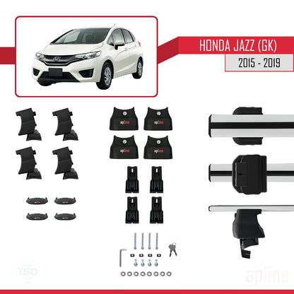 Kompatibel mit Honda Jazz 3 (GK) 2015-2019 ACE-4 Relingträger Dachträger Auto Gepäckträger Grau Aluminium 2 Stangen
