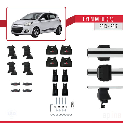 Kompatibel mit Hyundai i10 II (IA) Pre-Facelift 2013-2017 ACE-4 Relingträger Dachträger Auto Gepäckträger Grau Aluminium 2 Stangen