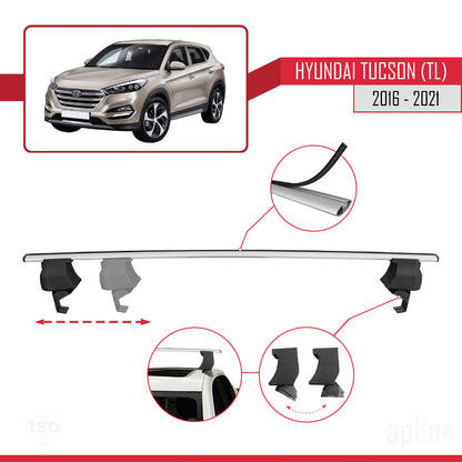 Compatible with Hyundai Tucson 3 (TL) 2016-2021 ACE-4 Car Roof Rack Cross Bar Grey Aluminium 2 Bars