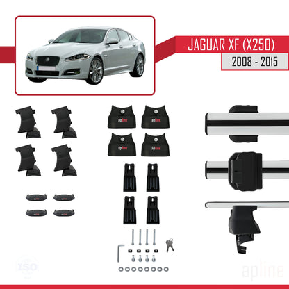 Kompatibel mit Jaguar XF (X250) 2008-2015 ACE-4 Relingträger Dachträger Auto Gepäckträger Grau Aluminium 2 Stangen