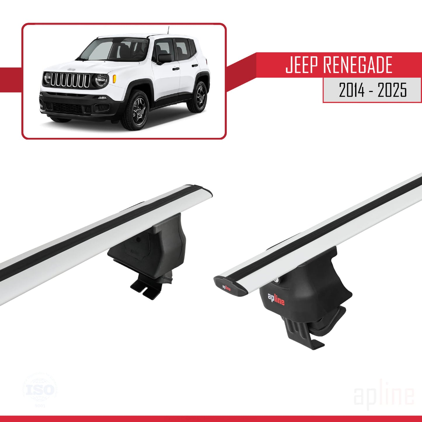 Compatible avec Jeep Renegade (BU) 2014-2025 ACE-4 Barres de Toit Railing Porte-Bagages de Voiture Gris Aluminium 2 Barres