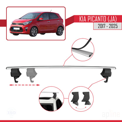 Compatible with Kia Picanto 3 (JA) 2017-2025 ACE-4 Car Roof Rack Cross Bar Grey Aluminium 2 Bars