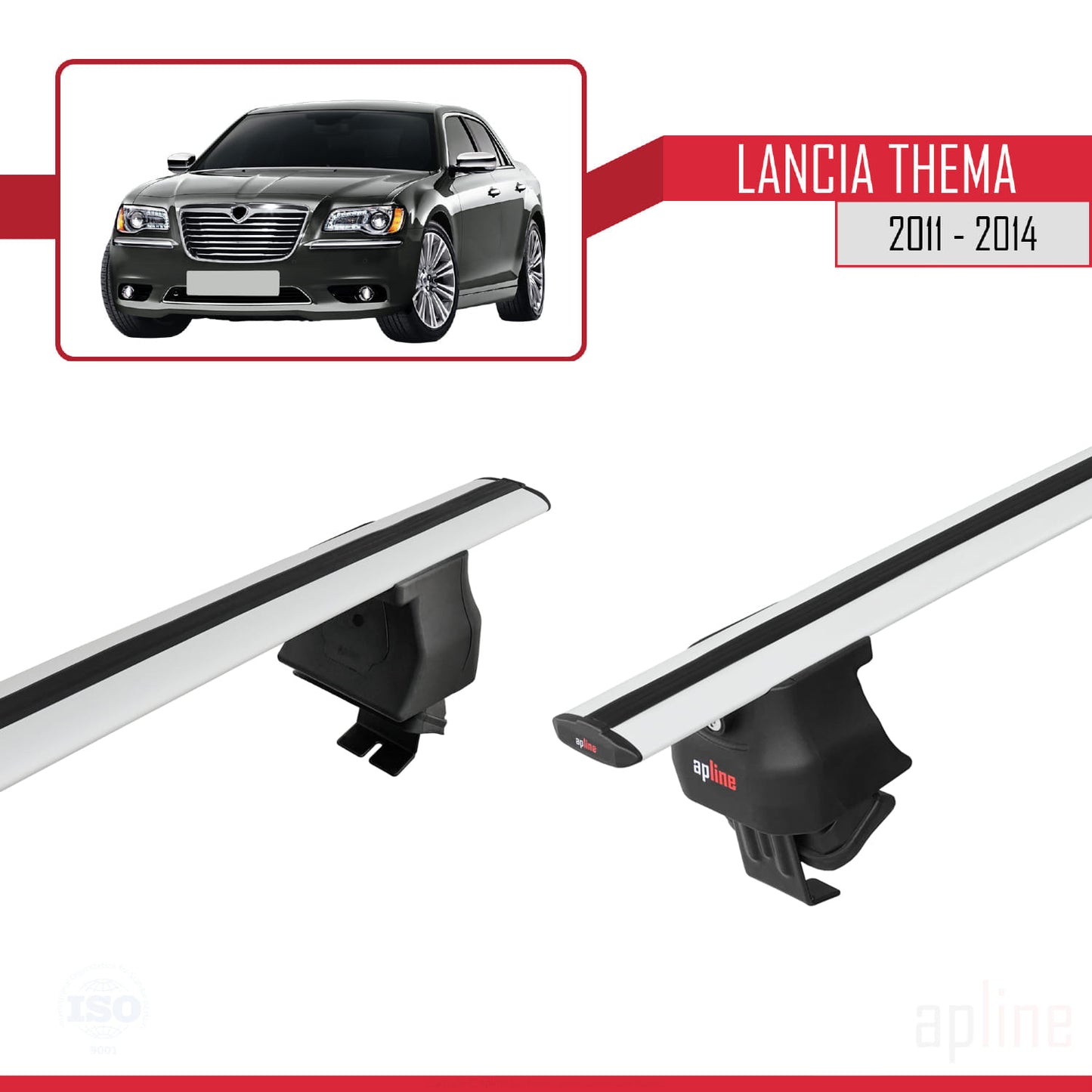 Compatible with Lancia Thema 2 2011-2014 ACE-4 Car Roof Rack Cross Bar Grey Aluminium 2 Bars
