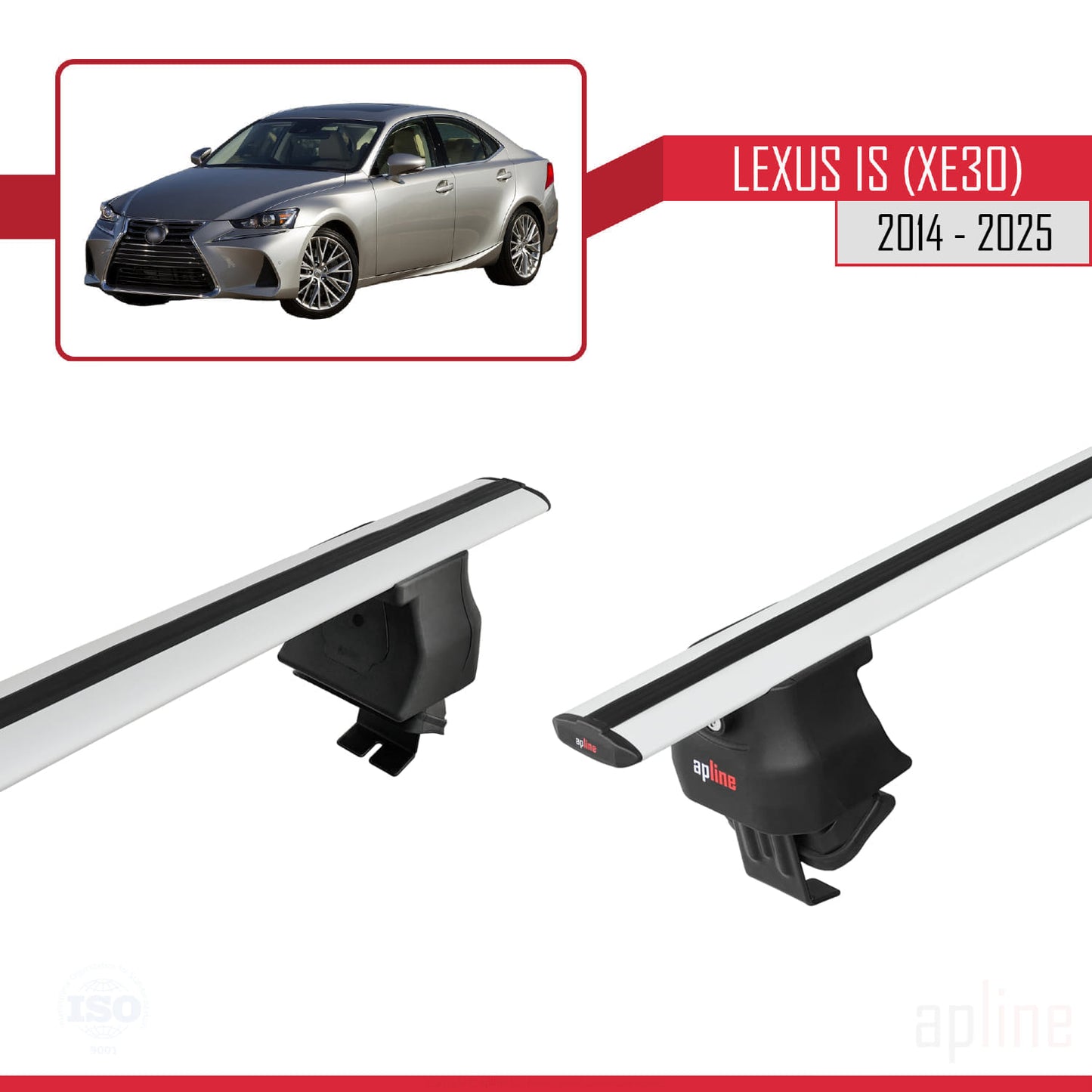 Kompatibel mit Lexus IS 3 (XE30) 2014-2025 ACE-4 Relingträger Dachträger Auto Gepäckträger Grau Aluminium 2 Stangen