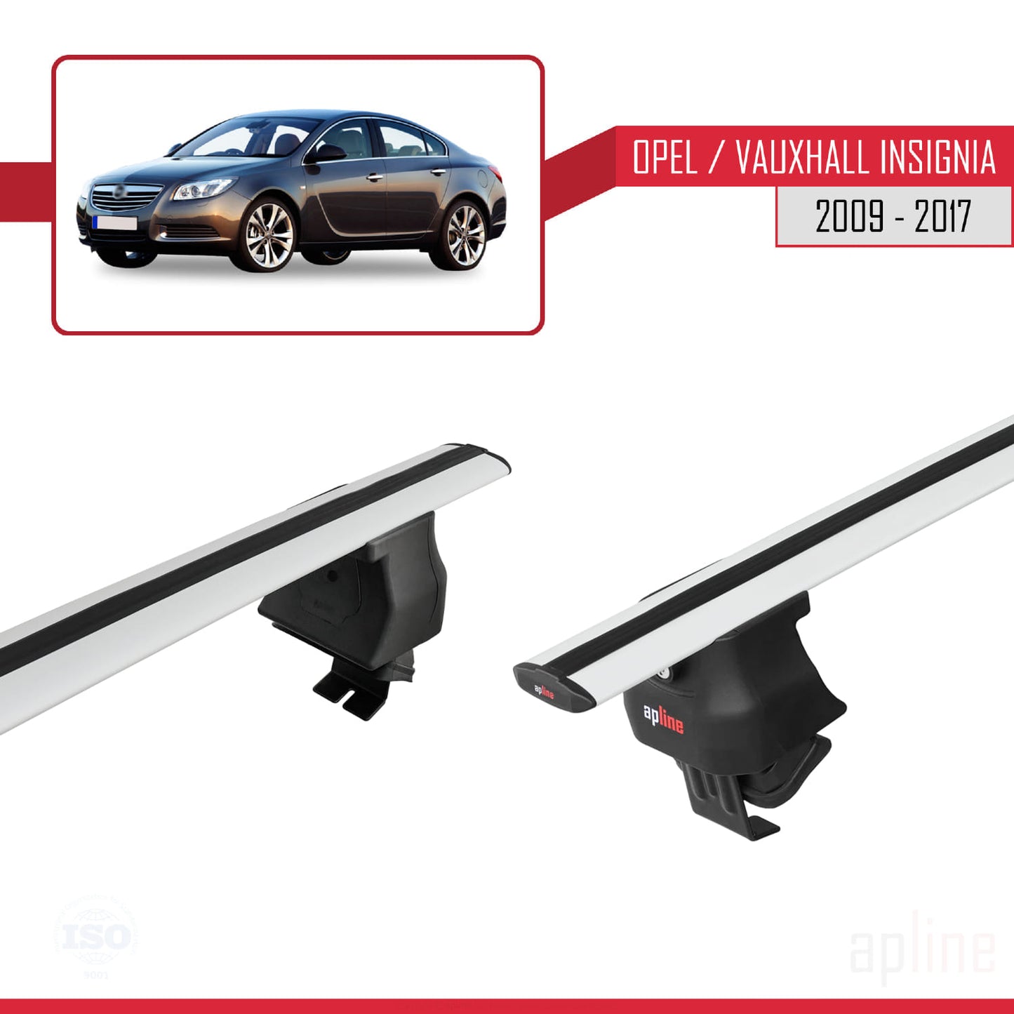 Kompatibel mit Opel/Vauxhall Insignia 2009-2017 ACE-4 Relingträger Dachträger Auto Gepäckträger Grau Aluminium 2 Stangen