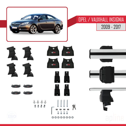 Kompatibel mit Opel/Vauxhall Insignia 2009-2017 ACE-4 Relingträger Dachträger Auto Gepäckträger Grau Aluminium 2 Stangen