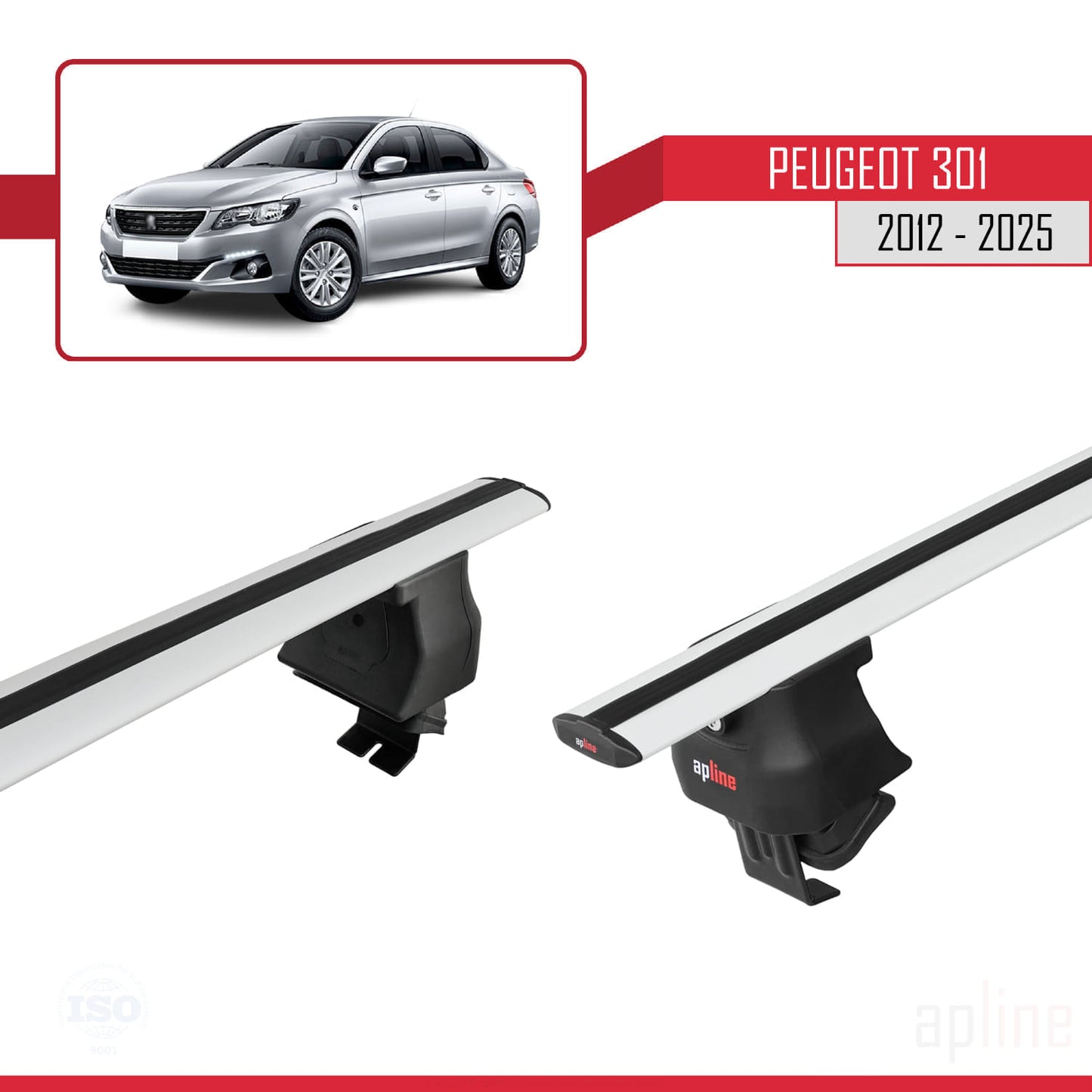 Kompatibel mit Peugeot 301 2012-2025 ACE-4 Relingträger Dachträger Auto Gepäckträger Grau Aluminium 2 Stangen