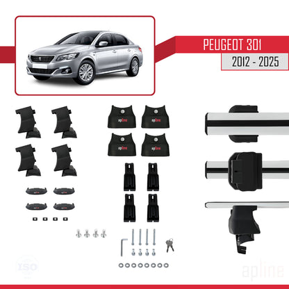Kompatibel mit Peugeot 301 2012-2025 ACE-4 Relingträger Dachträger Auto Gepäckträger Grau Aluminium 2 Stangen