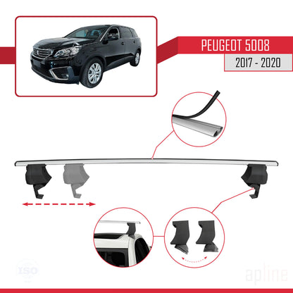 Compatible avec Peugeot 5008 II (P87) Pre-Facelift 2017-2020 ACE-4 Barres de Toit Railing Porte-Bagages de Voiture Gris Aluminium 2 Barres