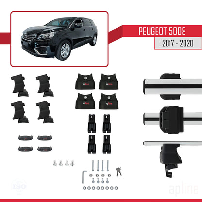 Compatible avec Peugeot 5008 II (P87) Pre-Facelift 2017-2020 ACE-4 Barres de Toit Railing Porte-Bagages de Voiture Gris Aluminium 2 Barres