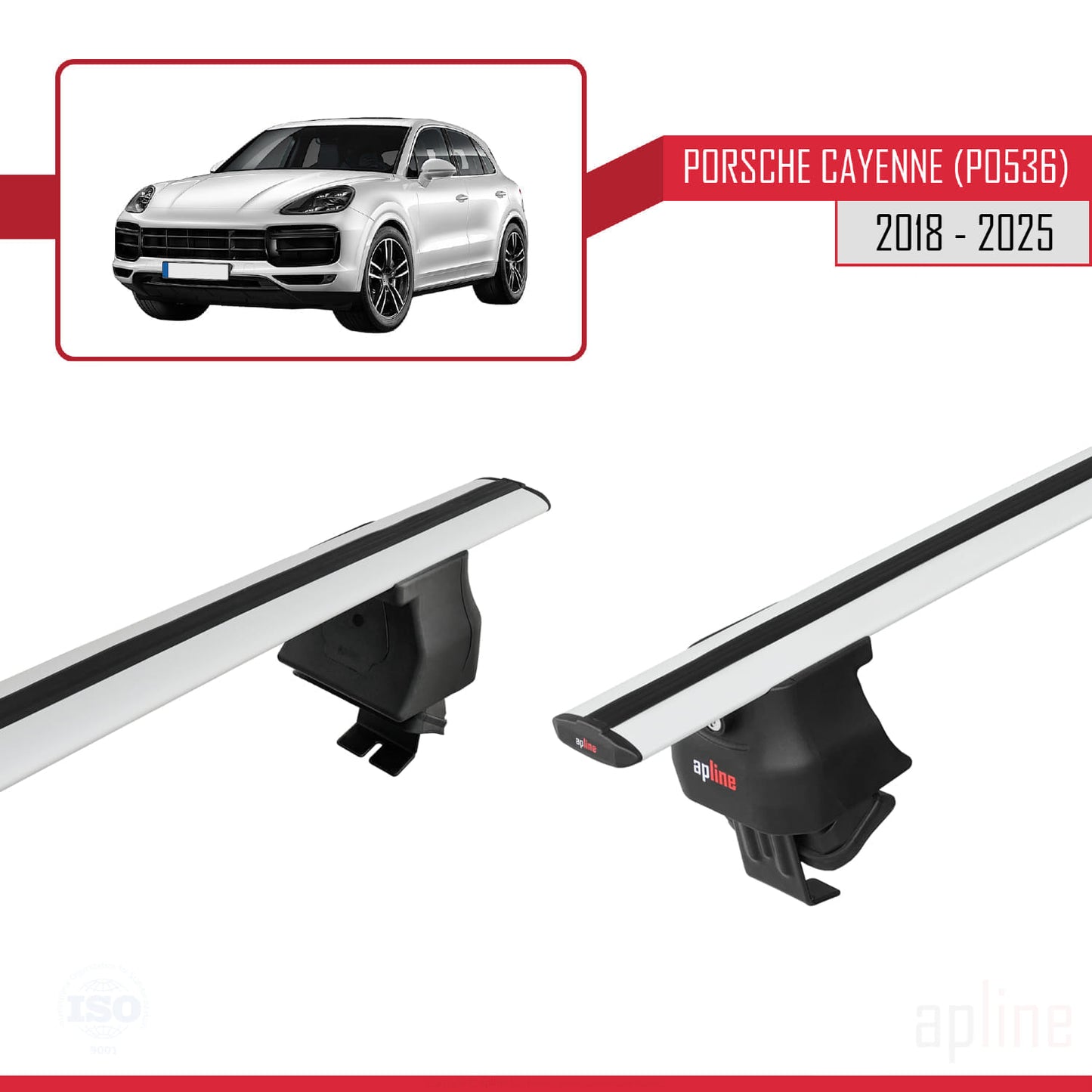 Compatible avec Porsche Cayenne 3 (9YA) 2018-2025 ACE-4 Barres de Toit Railing Porte-Bagages de Voiture Gris Aluminium 2 Barres