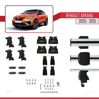 Kompatibel mit Renault Arkana 2020-2025 ACE-4 Relingträger Dachträger Auto Gepäckträger Grau Aluminium 2 Stangen