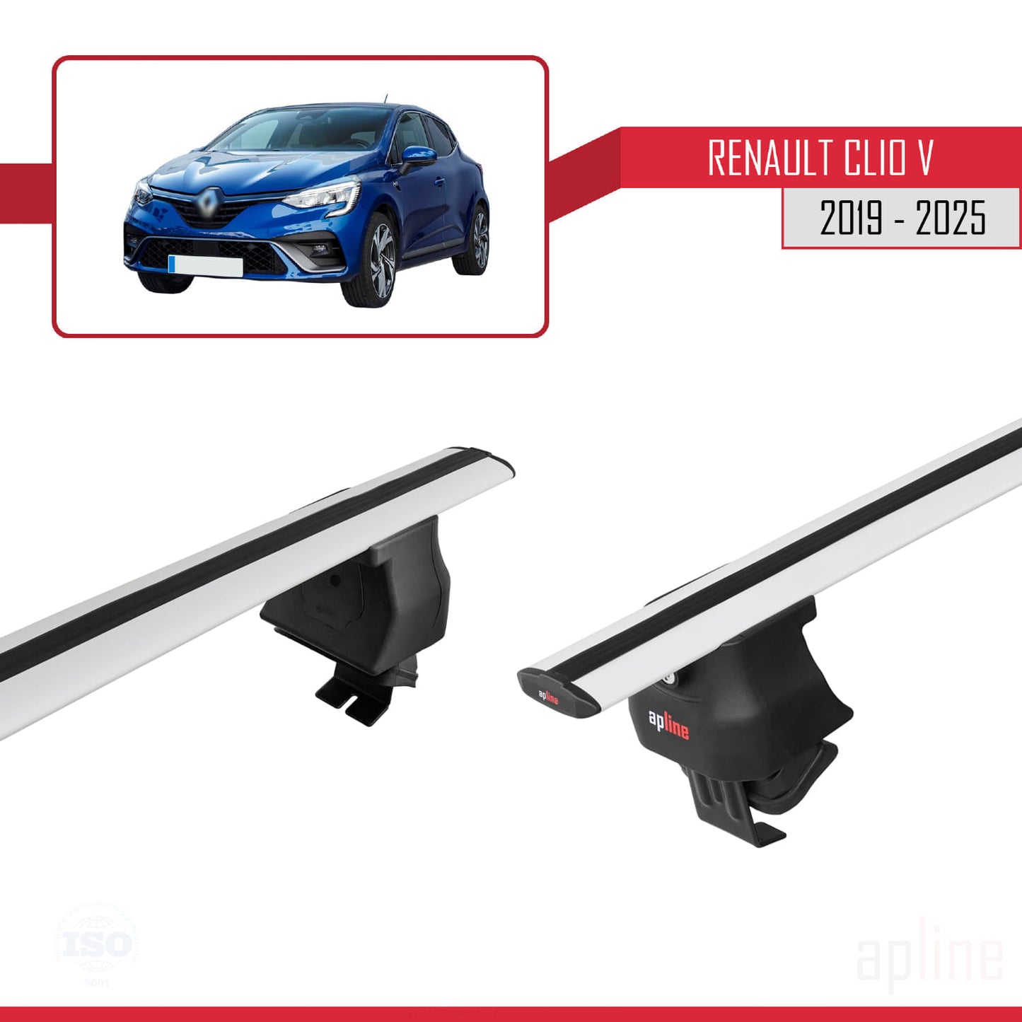 Kompatibel mit Renault Clio 5 2019-2025 ACE-4 Relingträger Dachträger Auto Gepäckträger Grau Aluminium 2 Stangen