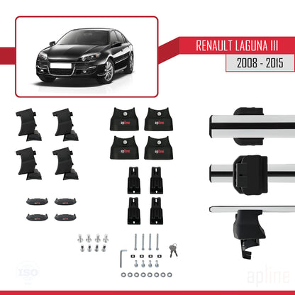 Kompatibel mit Renault Laguna 3 (X91)2008-2015 ACE-4 Relingträger Dachträger Auto Gepäckträger Grau Aluminium 2 Stangen
