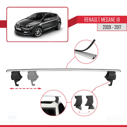 Kompatibel mit Renault Megane 3 2009-2017 ACE-4 Relingträger Dachträger Auto Gepäckträger Grau Aluminium 2 Stangen
