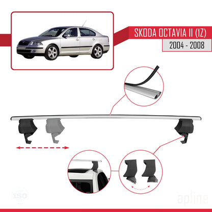 Compatible avec Skoda Octavia 2 (1Z) Pre-Facelift 2004-2008 ACE-4 Barres de Toit Railing Porte-Bagages de Voiture Gris Aluminium 2 Barres