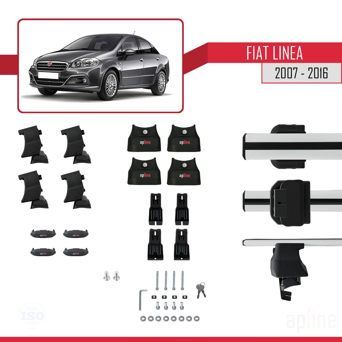 Compatible avec Fiat Linea (323) 2007-2016 ACE-4 Barres de Toit Railing Porte-Bagages de Voiture Gris Aluminium 2 Barres