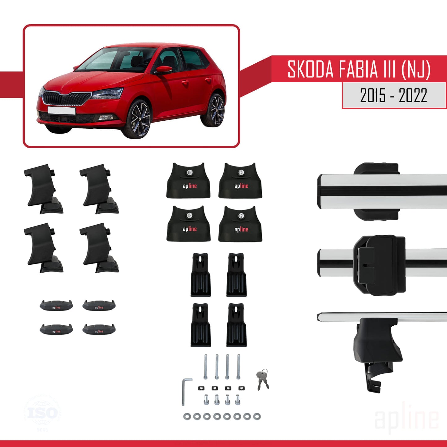 Compatible avec Skoda Fabia 3 (NJ) 2015-2022 ACE-4 Barres de Toit Railing Porte-Bagages de Voiture Gris Aluminium 2 Barres