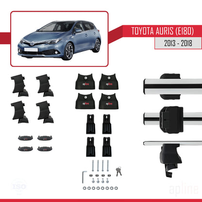 Compatible with Toyota Auris 2 (E180) 2013-2018 ACE-4 Car Roof Rack Cross Bar Grey Aluminium 2 Bars