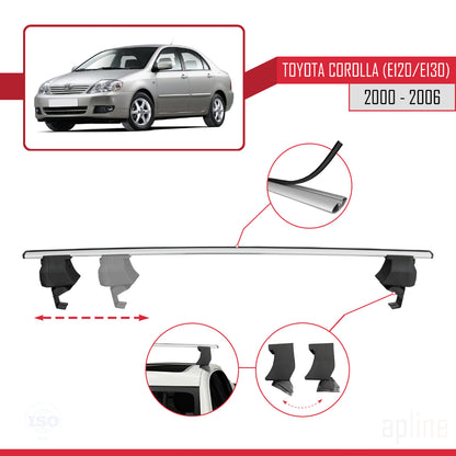 Compatible avec Toyota Corolla 9 (E120) Berline 2000-2006 ACE-4 Barres de Toit Railing Porte-Bagages de Voiture Gris Aluminium 2 Barres