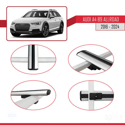 Kompatibel mit A4 (B9) Allroad 2016-2024 Basismodell Dachgepäckträger Reling Autogepäckträger Graues Aluminium 3 Stangen