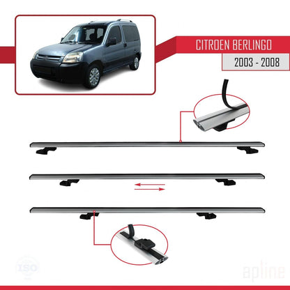 Compatible with Citroen Berlingo (M59) 2003-2008 BASIC Model Car Roof Rack Cross Bar Grey Aluminium 2 Bars