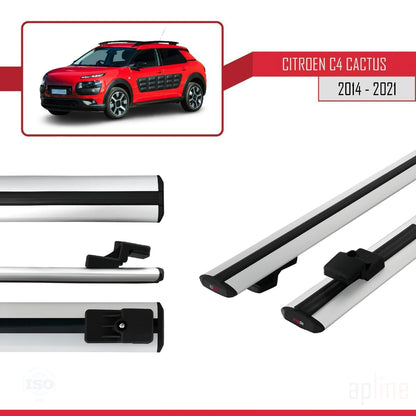 Kompatibel mit Citroen C4 Cactus 2014-2021 Basismodell Dachgepäckträger, graues Aluminium, 2 Stangen