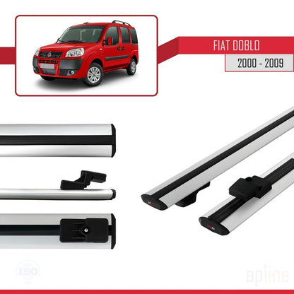 Kompatibel mit Fiat Doblo 2000-2009 Basismodell Dachgepäckträger, graues Aluminium, 2 Stangen