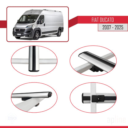 Kompatibel mit Fiat Ducato 3 2007-2025 Basismodell Dachgepäckträger, graues Aluminium, 4 Stangen