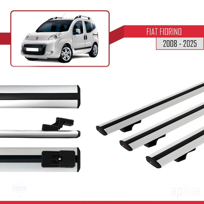 Kompatibel mit Fiat Fiorino 3 2008-2025 Basismodell Dachgepäckträger, graues Aluminium, 3 Stangen