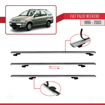 Compatible avec Fiat Palio (178) Weekend 1996-2003 BASIC Model Barres de Toit Railing Porte-Bagages de Voiture Gris Aluminium 2 Barres