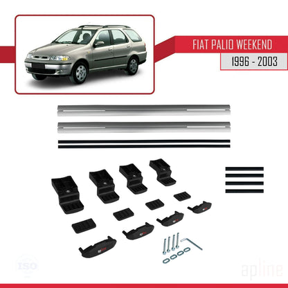 Compatible avec Fiat Palio (178) Weekend 1996-2003 BASIC Model Barres de Toit Railing Porte-Bagages de Voiture Gris Aluminium 2 Barres