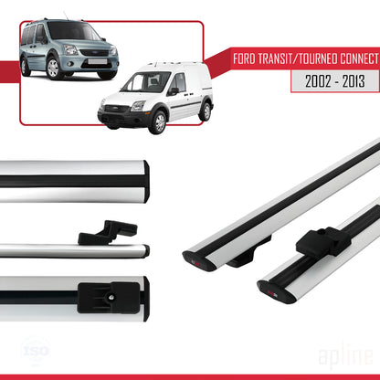 Kompatibel mit Ford Transit/Tourneo Connect 2002-2013 BASIC Model Relingträger Dachträger Auto Gepäckträger Grau Aluminium 2 Stangen