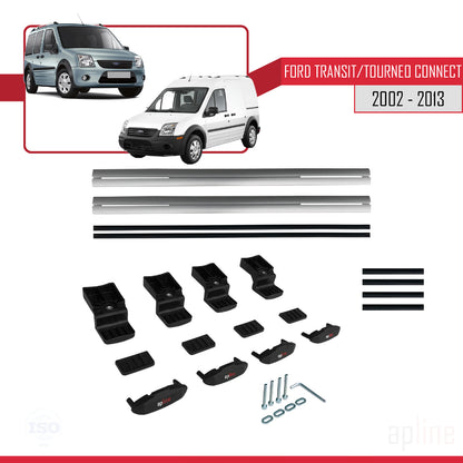 Kompatibel mit Ford Transit/Tourneo Connect 2002-2013 BASIC Model Relingträger Dachträger Auto Gepäckträger Grau Aluminium 2 Stangen