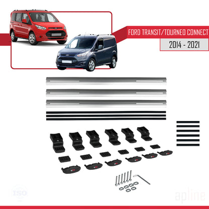 Kompatibel mit Ford Transit/Tourneo Connect 2 2014-2021 BASIC Model Relingträger Dachträger Auto Gepäckträger Grau Aluminium 3 Stangen