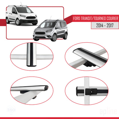 Kompatibel mit Ford Transit/Tourneo Courier Pre-Facelift 2014-2017 BASIC Model Relingträger Dachträger Auto Gepäckträger Grau Aluminium 3 Stangen
