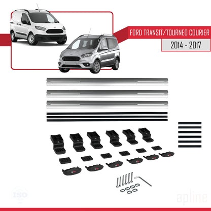 Kompatibel mit Ford Transit/Tourneo Courier Pre-Facelift 2014-2017 BASIC Model Relingträger Dachträger Auto Gepäckträger Grau Aluminium 3 Stangen