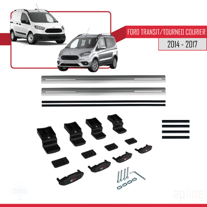 Kompatibel mit Ford Transit/Tourneo Courier Pre-Facelift 2014-2017 BASIC Model Relingträger Dachträger Auto Gepäckträger Grau Aluminium 2 Stangen