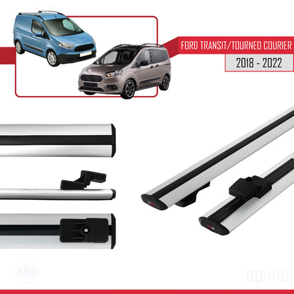 Kompatibel mit Ford Transit/Tourneo Courier Post-Facelift 2018-2022 BASIC Model Relingträger Dachträger Auto Gepäckträger Grau Aluminium 2 Stangen