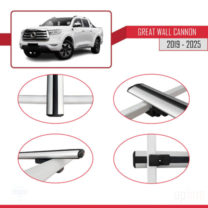 Kompatibel mit Great Wall Cannon 2019-2025 BASIC Modell Dachgepäckträger, graues Aluminium, 2 Stangen