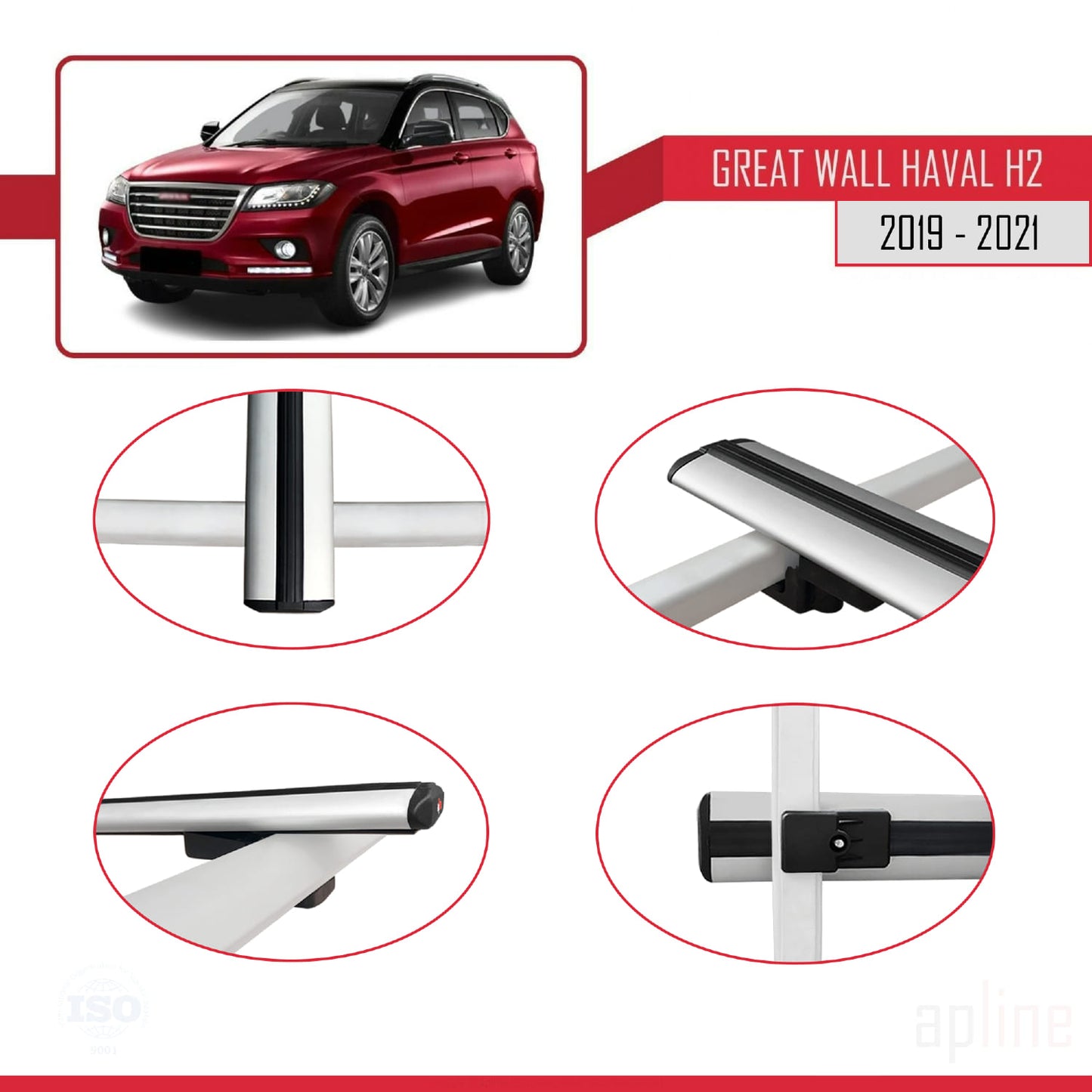 Kompatibel mit Great Wall Haval H2 2019-2021 BASIC Model Relingträger Dachträger Auto Gepäckträger Grau Aluminium 3 Stangen