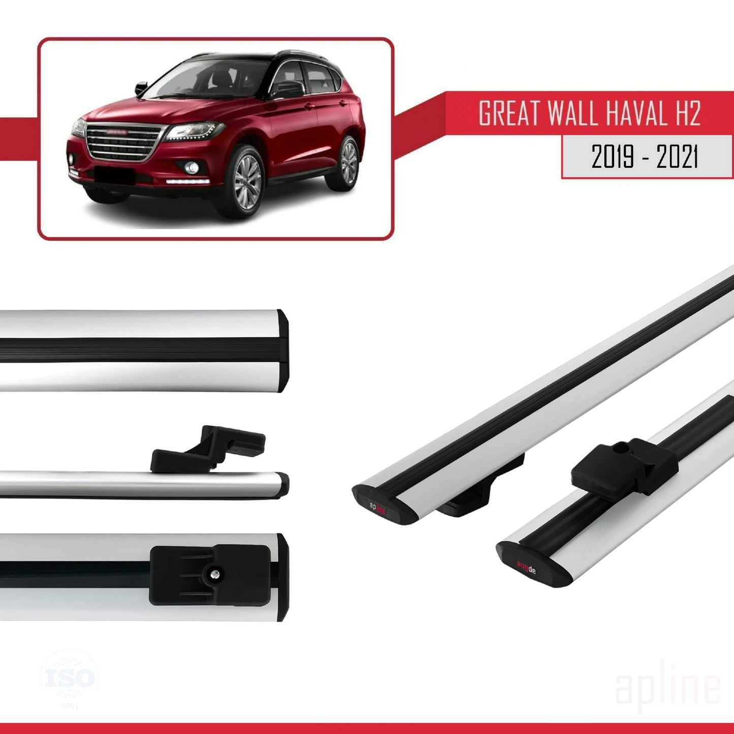 Kompatibel mit Great Wall Haval H2 2019-2021 BASIC Model Relingträger Dachträger Auto Gepäckträger Grau Aluminium 2 Stangen