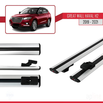 Kompatibel mit Great Wall Haval H2 2019-2021 BASIC Model Relingträger Dachträger Auto Gepäckträger Grau Aluminium 2 Stangen