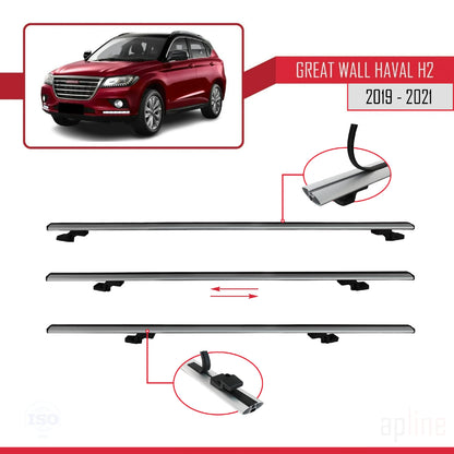 Kompatibel mit Great Wall Haval H2 2019-2021 BASIC Model Relingträger Dachträger Auto Gepäckträger Grau Aluminium 2 Stangen