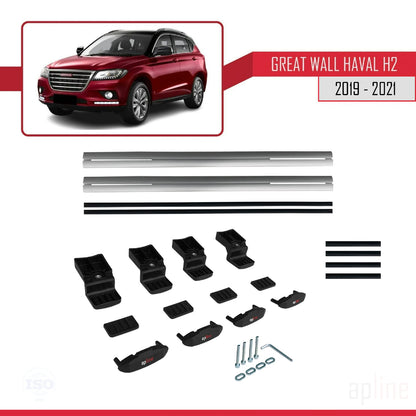 Kompatibel mit Great Wall Haval H2 2019-2021 BASIC Model Relingträger Dachträger Auto Gepäckträger Grau Aluminium 2 Stangen